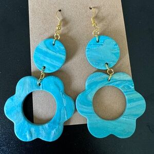 SALE: Turquoise flower clay earrings